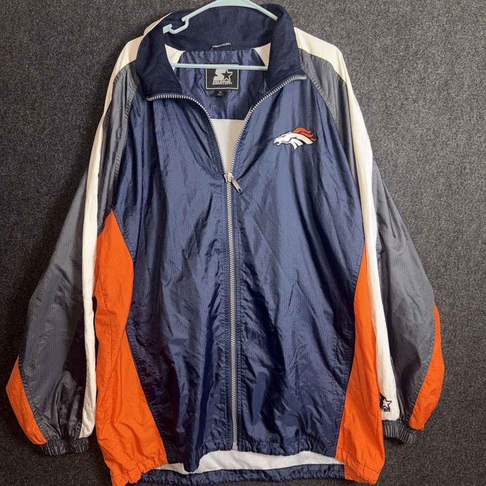 Vintage 90s Starter Denver Broncos Full Zip Windbreaker Jacket Mens Size XL